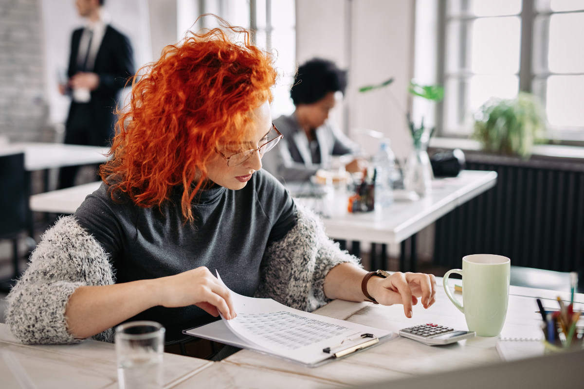 Employee working on budget.