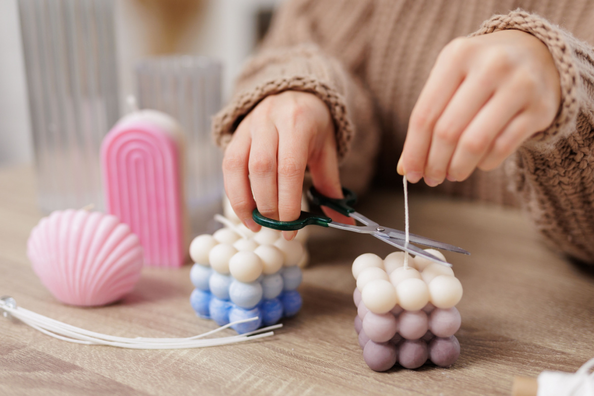 Business owner making candles