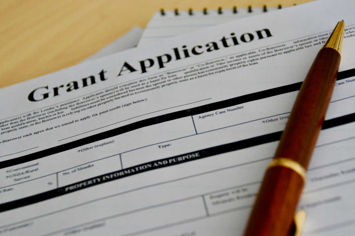 Close up on grant application form