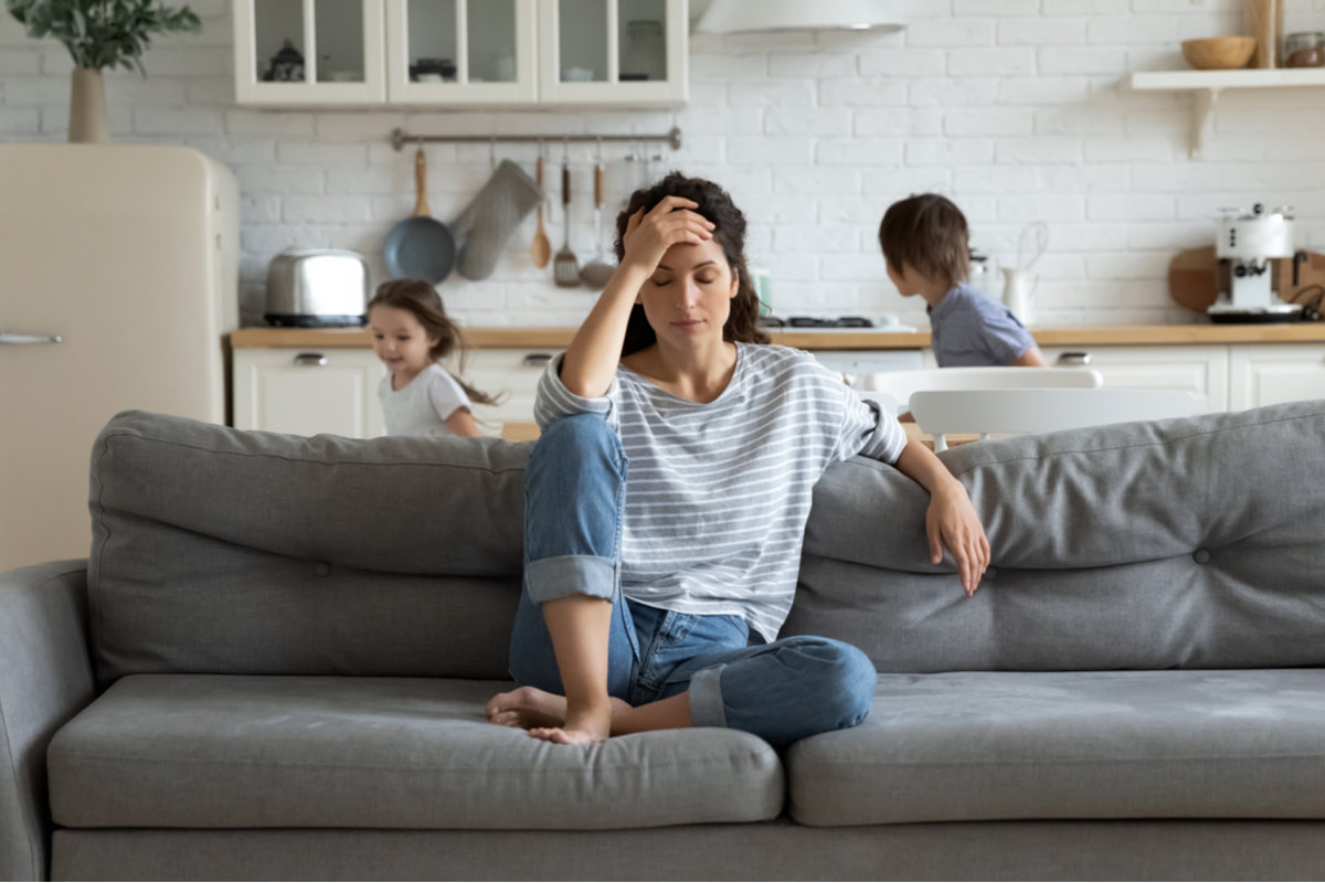 Woman who appears to be stressed.