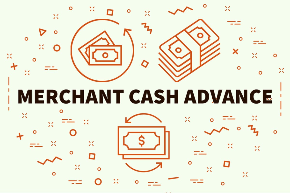 Logo showing merchant cash advance icons.